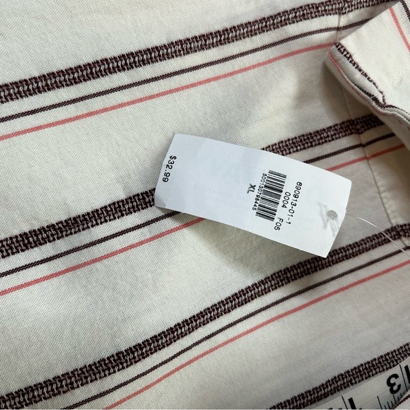 NWT Old Navy Cream Maroon Pink Striped Button Up Shirt Cotton Size XL Blokecore - Picture 4 of 9
